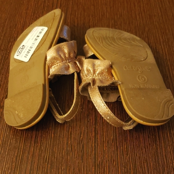 Cat & Jack Toddler Girls' Dita Sandals Rose Gold Hook & Look Closure Size 5 - Picture 5 of 6